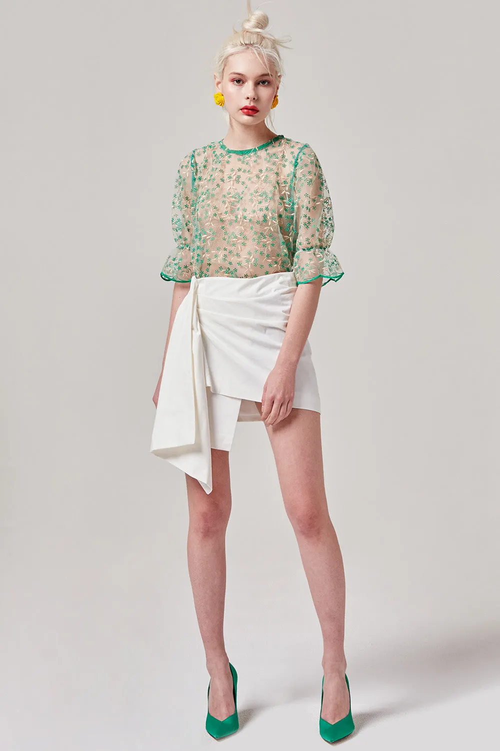Sheer Embroidered Floral Top