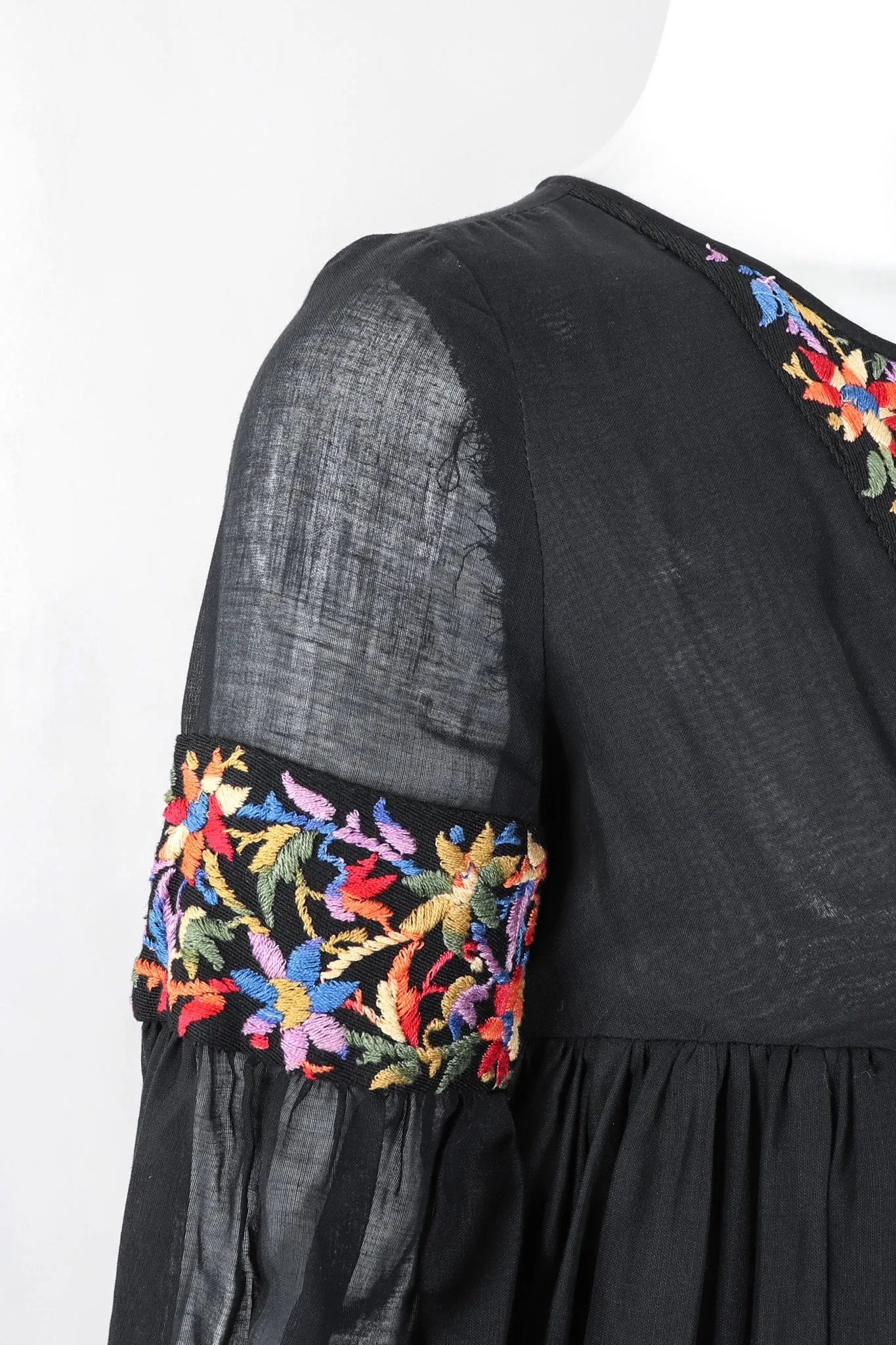 Sheer Embroidered Peasant Dress