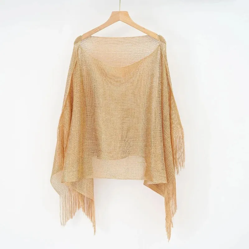 Sheer Mesh Long Sleeve Bikini Cover Tassels
