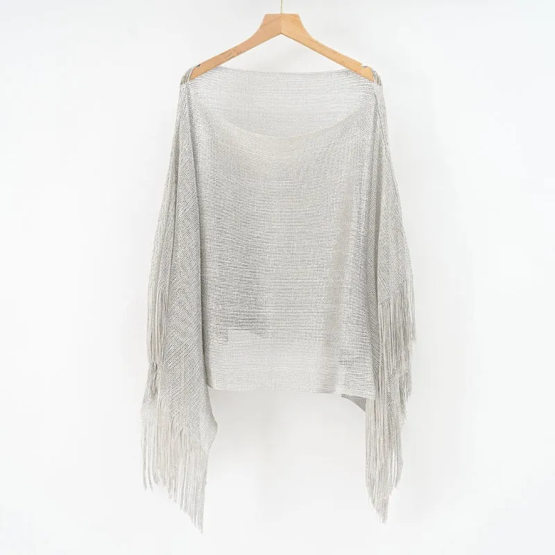 Sheer Mesh Long Sleeve Bikini Cover Tassels