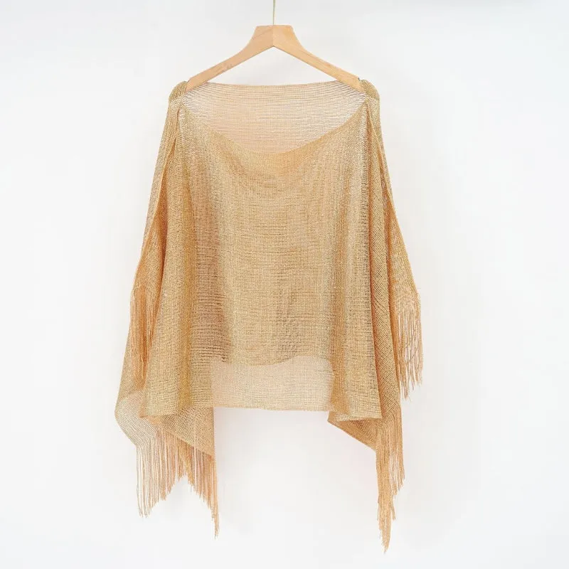 Sheer Mesh Long Sleeve Bikini Cover Tassels