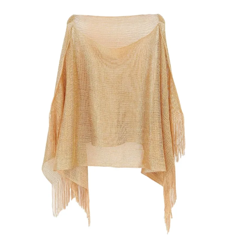 Sheer Mesh Long Sleeve Bikini Cover Tassels