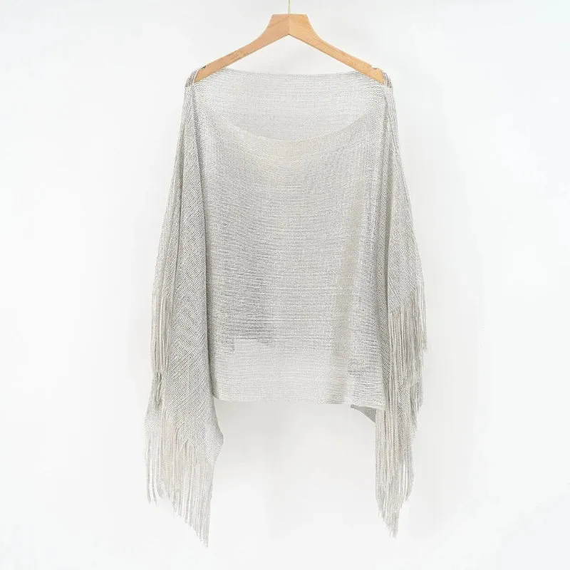 Sheer Mesh Long Sleeve Bikini Cover Tassels