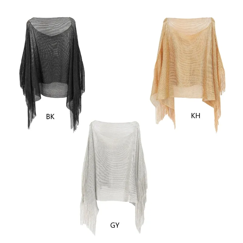 Sheer Mesh Long Sleeve Bikini Cover Tassels