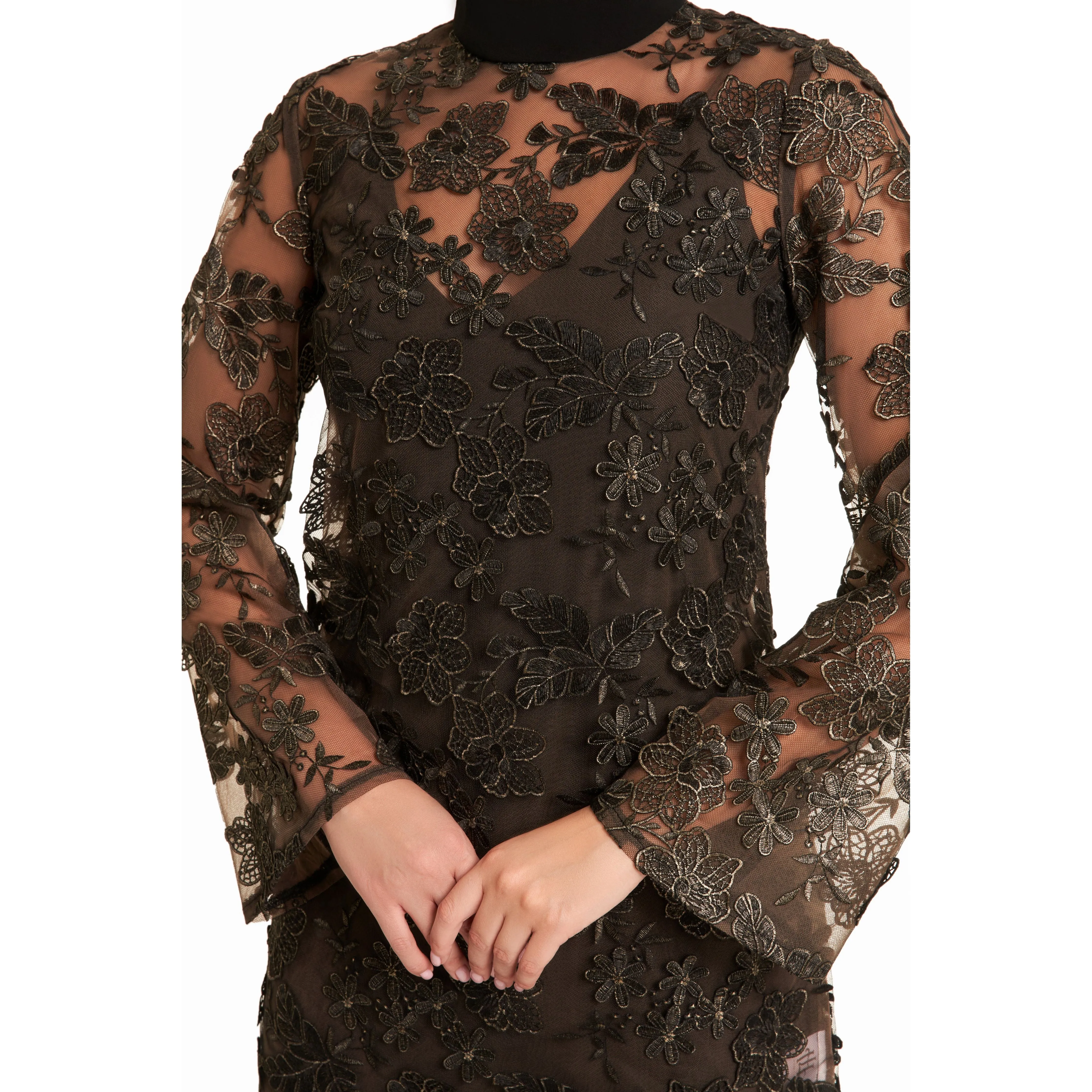 Sheer Metallic Embroidered dress