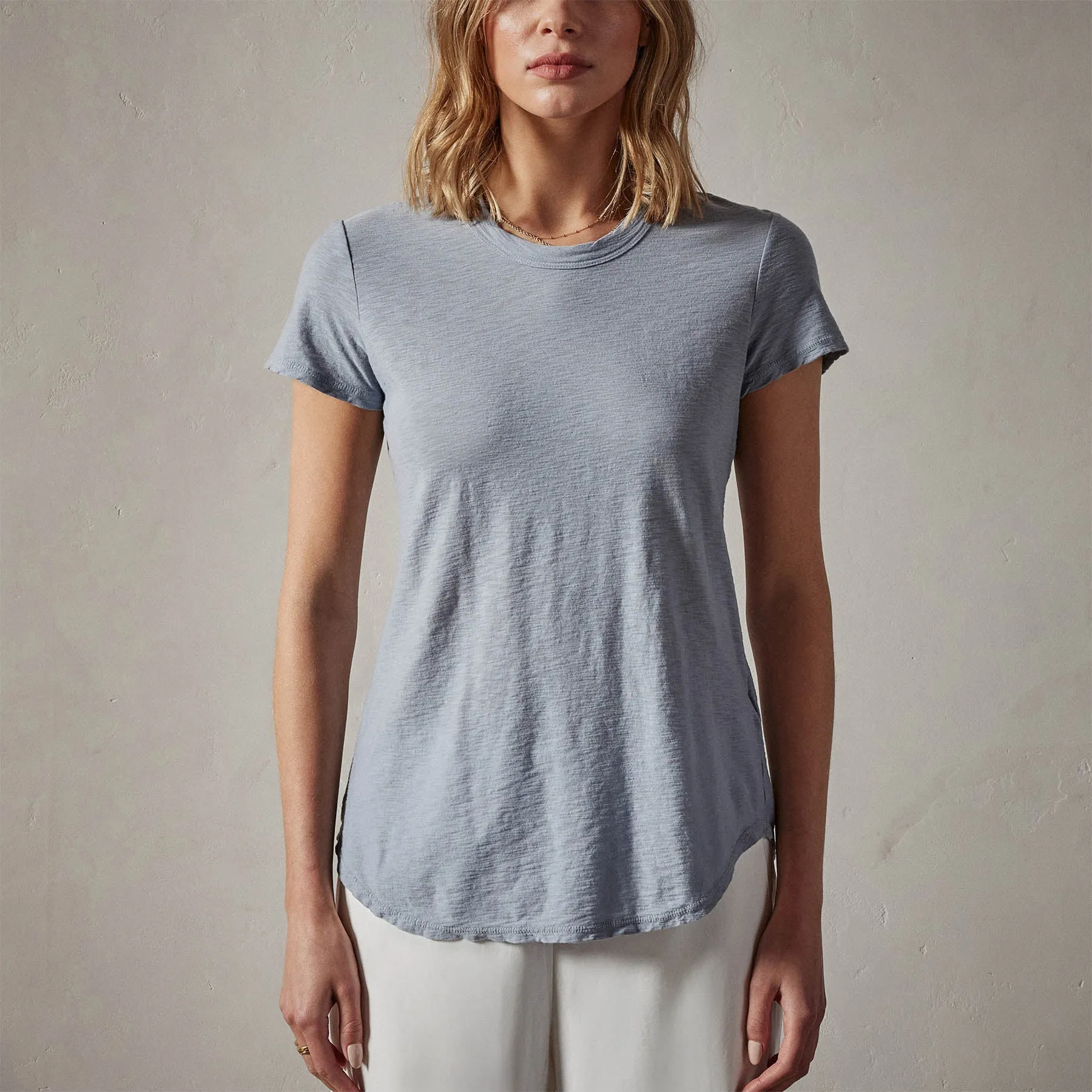 Sheer Slub Crew Neck Tee - Aura