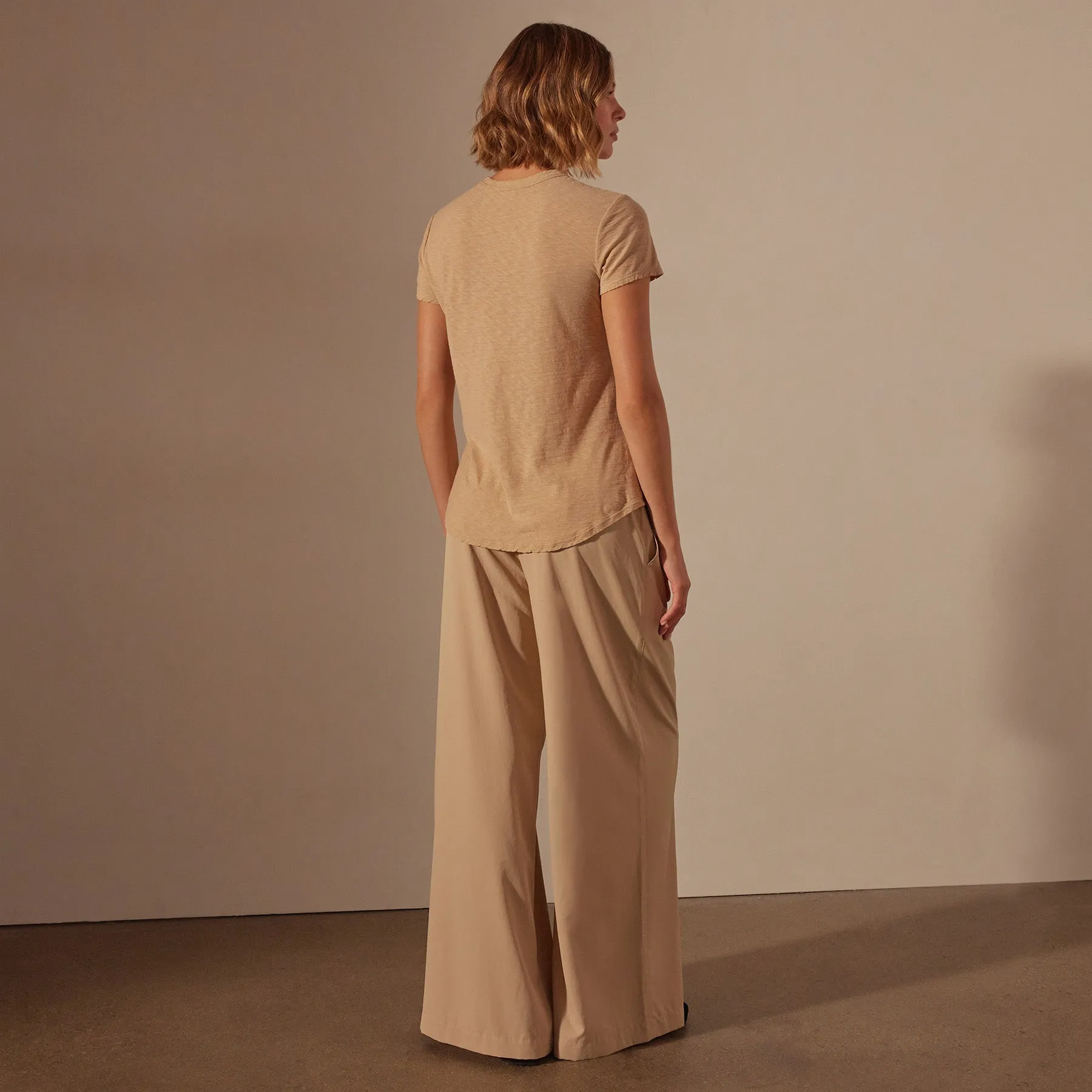 Sheer Slub Crew Neck Tee - Sand Dune