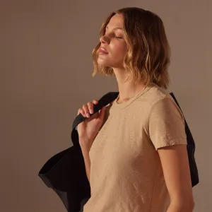 Sheer Slub Crew Neck Tee - Sand Dune