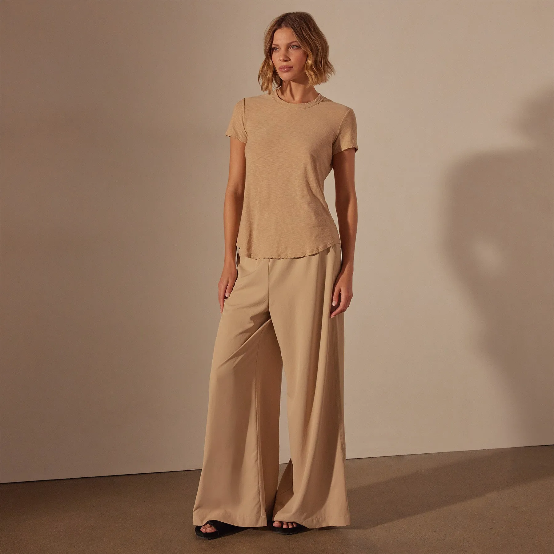Sheer Slub Crew Neck Tee - Sand Dune