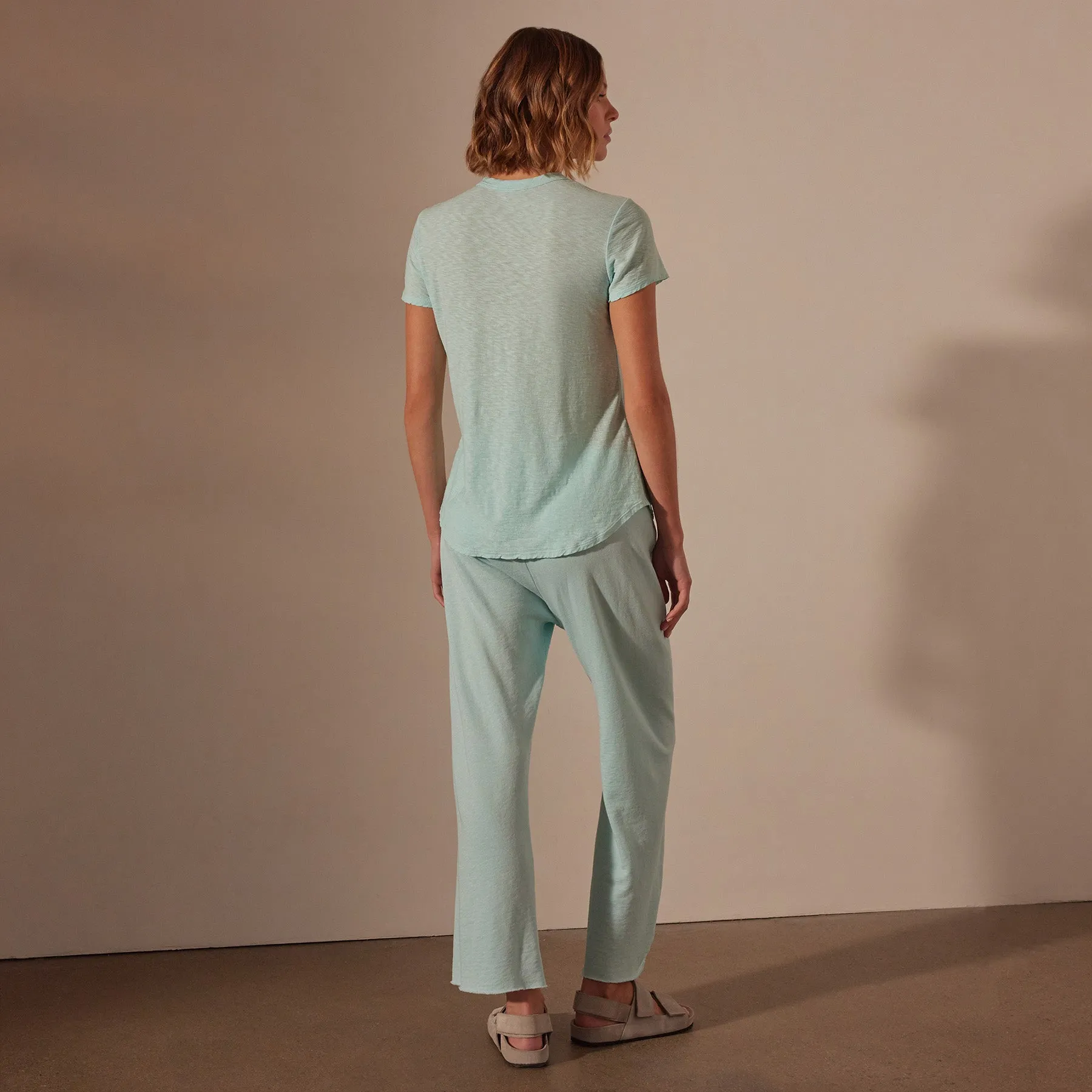 Sheer Slub Crew Neck Tee - Taffy
