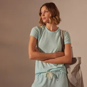 Sheer Slub Crew Neck Tee - Taffy