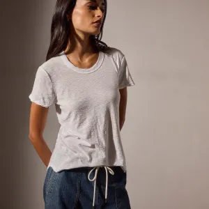 Sheer Slub Crew Neck Tee - White