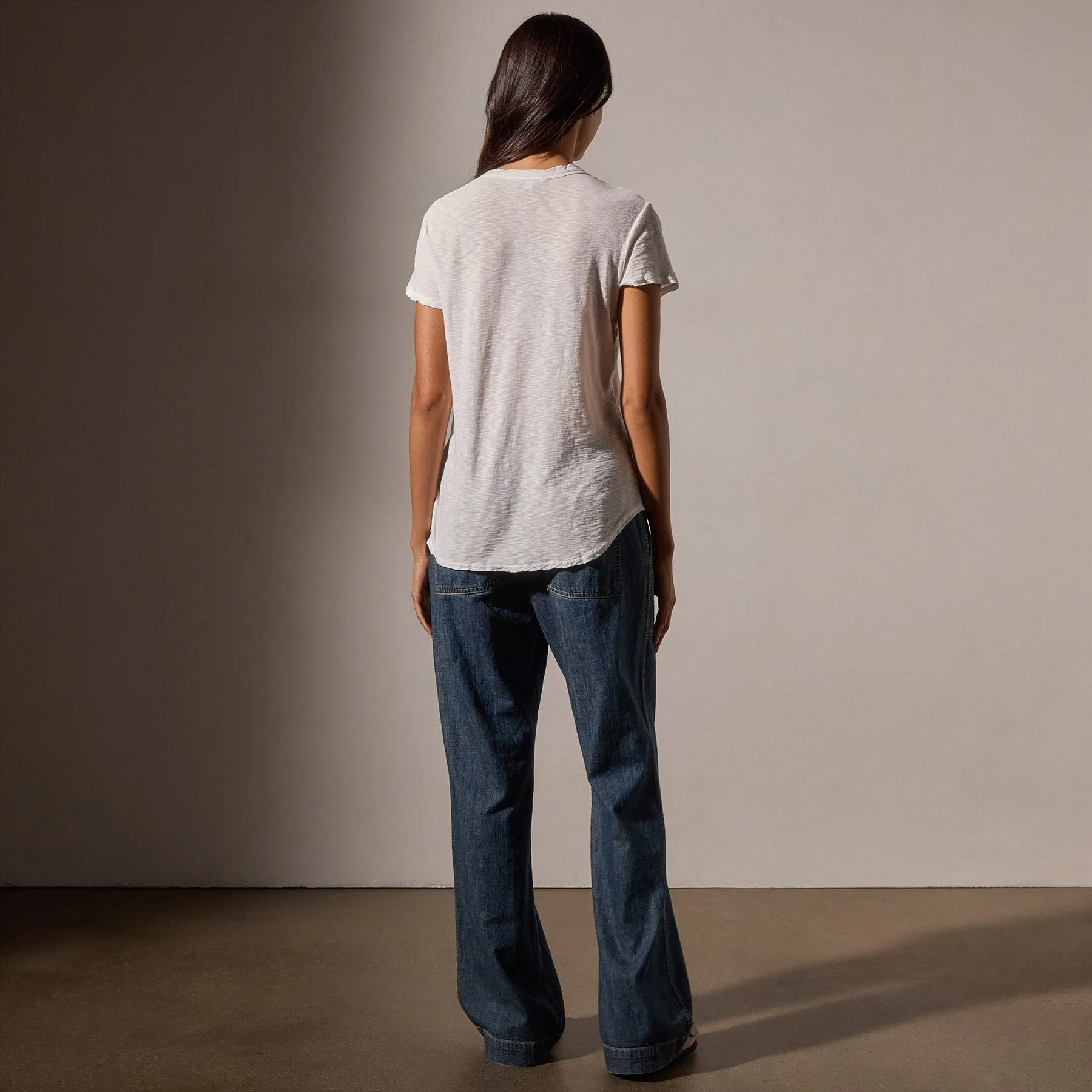 Sheer Slub Crew Neck Tee - White