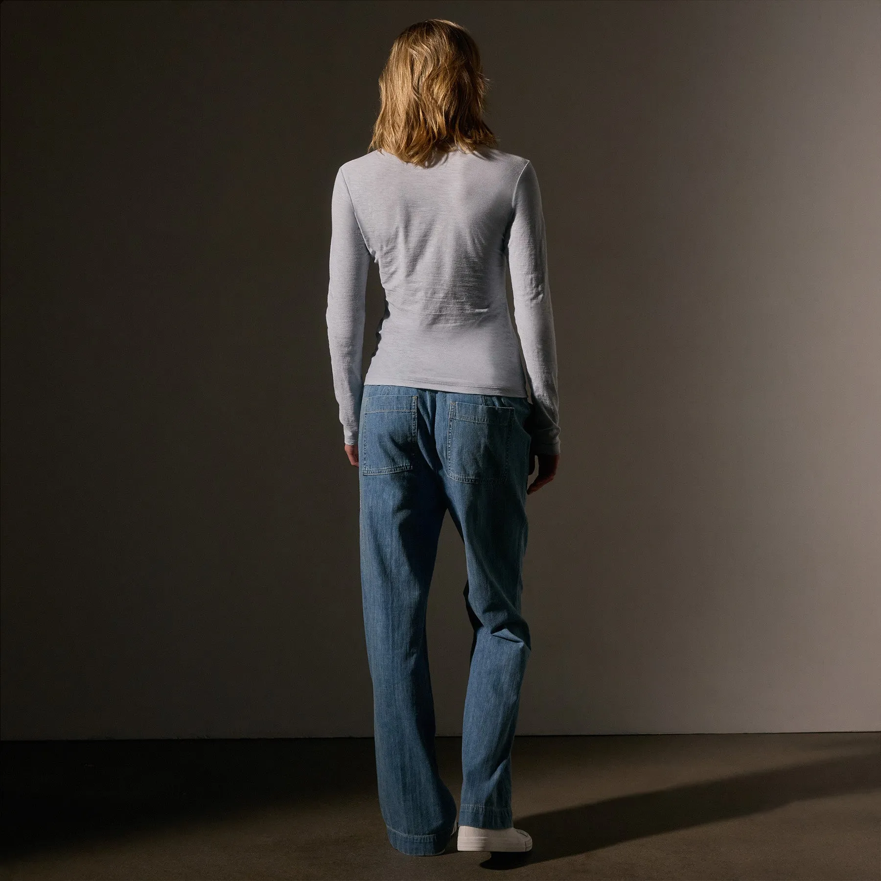Sheer Slub Long Sleeve Crew - Grey Glacier