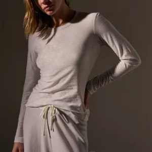 Sheer Slub Long Sleeve Crew - Light Mist