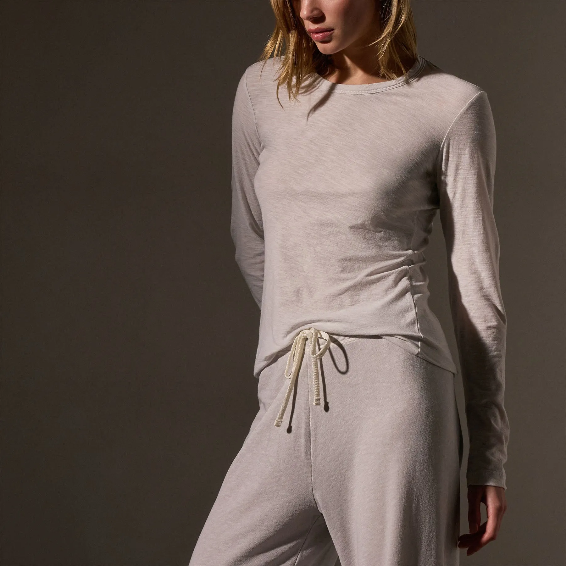 Sheer Slub Long Sleeve Crew - Light Mist
