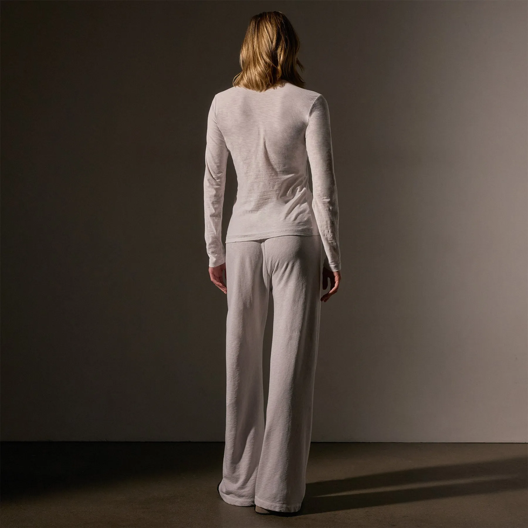 Sheer Slub Long Sleeve Crew - Light Mist
