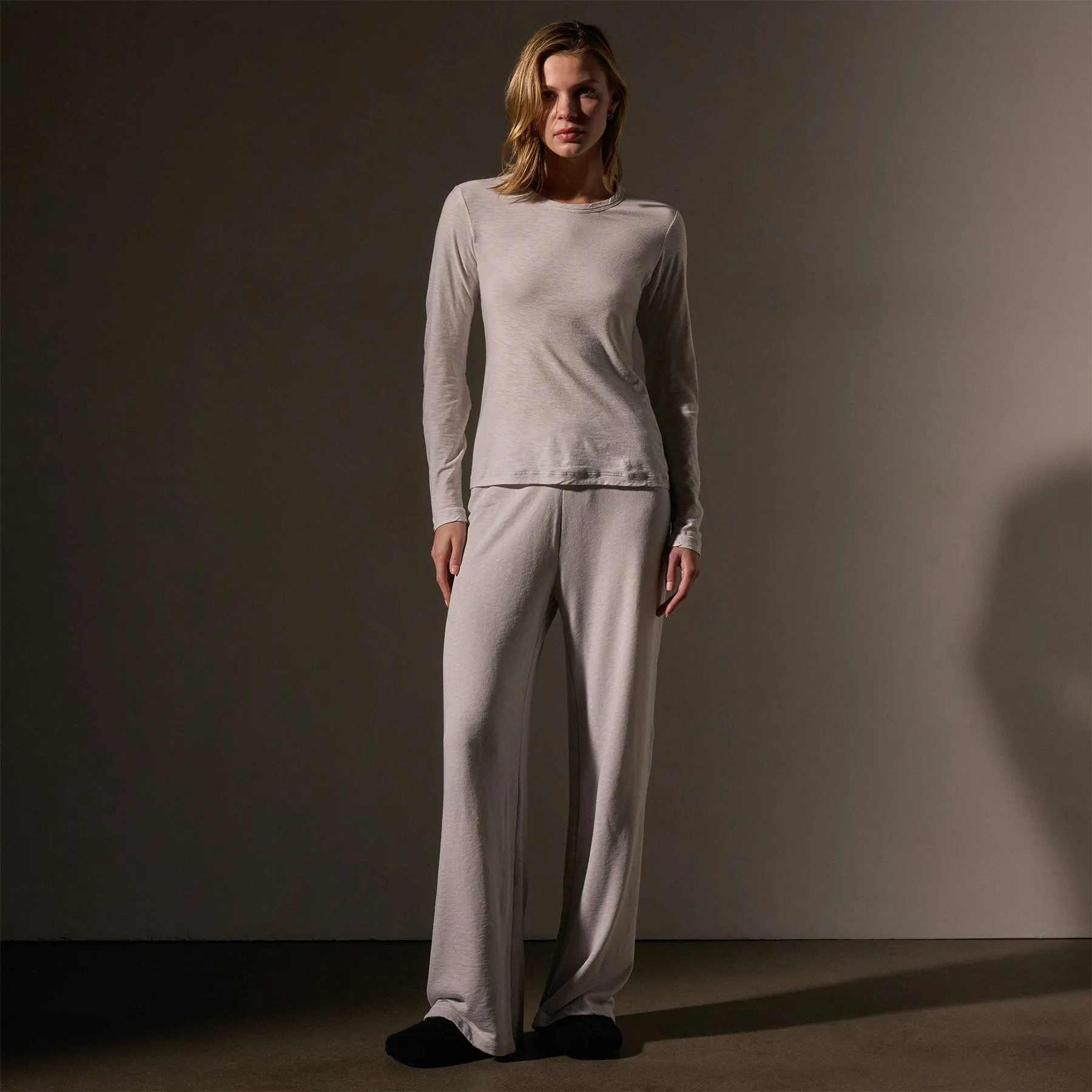 Sheer Slub Long Sleeve Crew - Light Mist