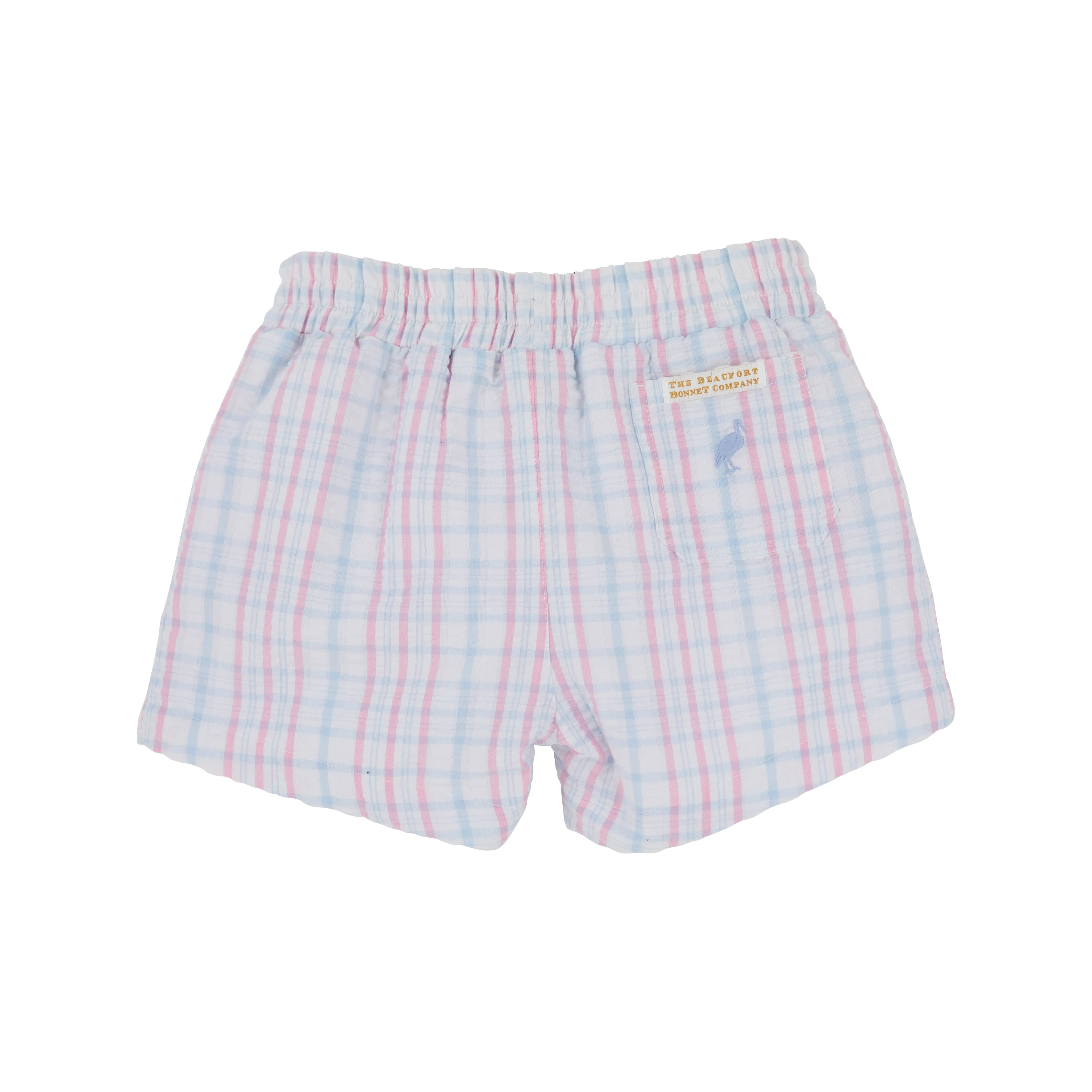 Sheffield Shorts - Beale Street Blue and Hamptons Hot Pink Sewanee Seersucker with Beale Street Blue Stork