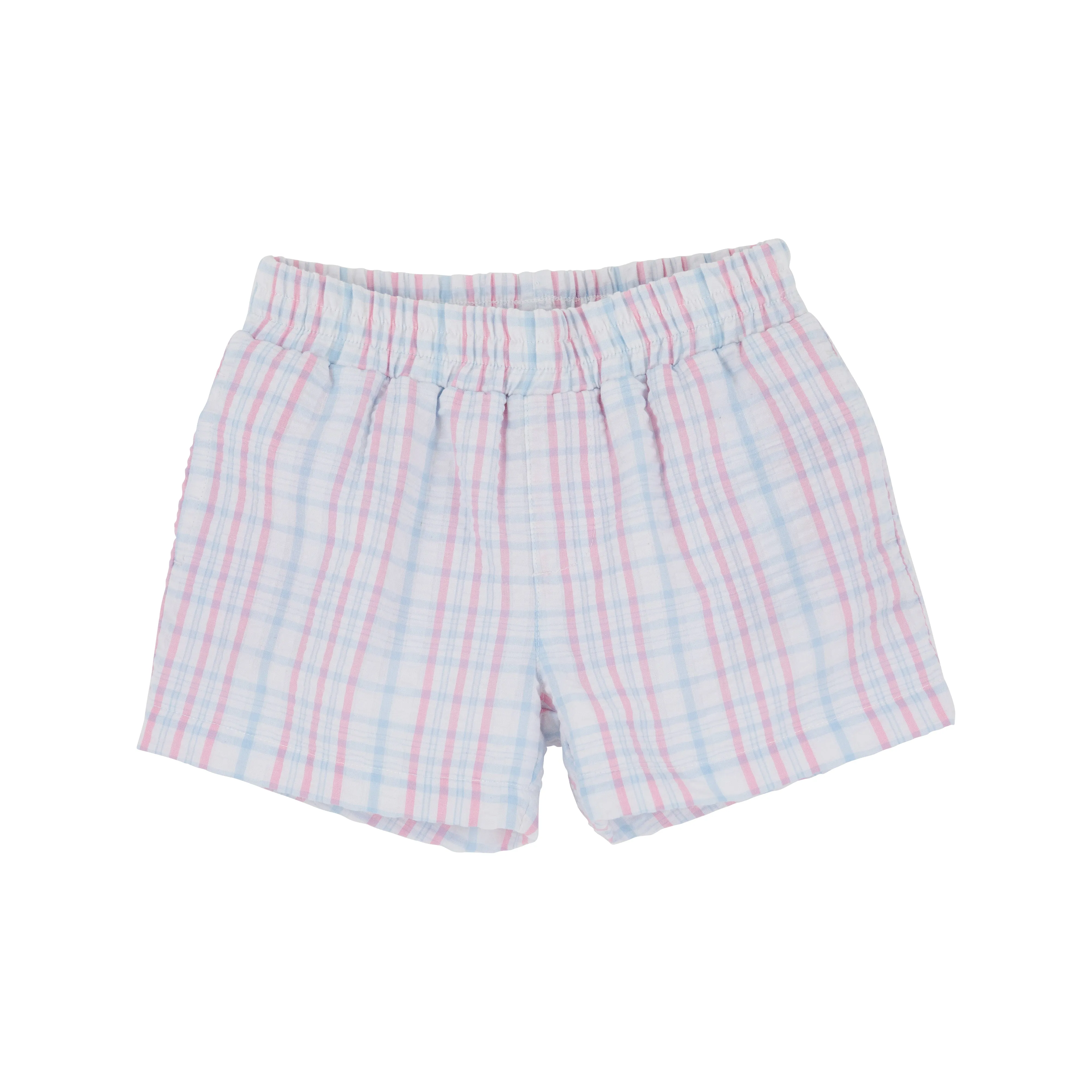 Sheffield Shorts - Beale Street Blue and Hamptons Hot Pink Sewanee Seersucker with Beale Street Blue Stork