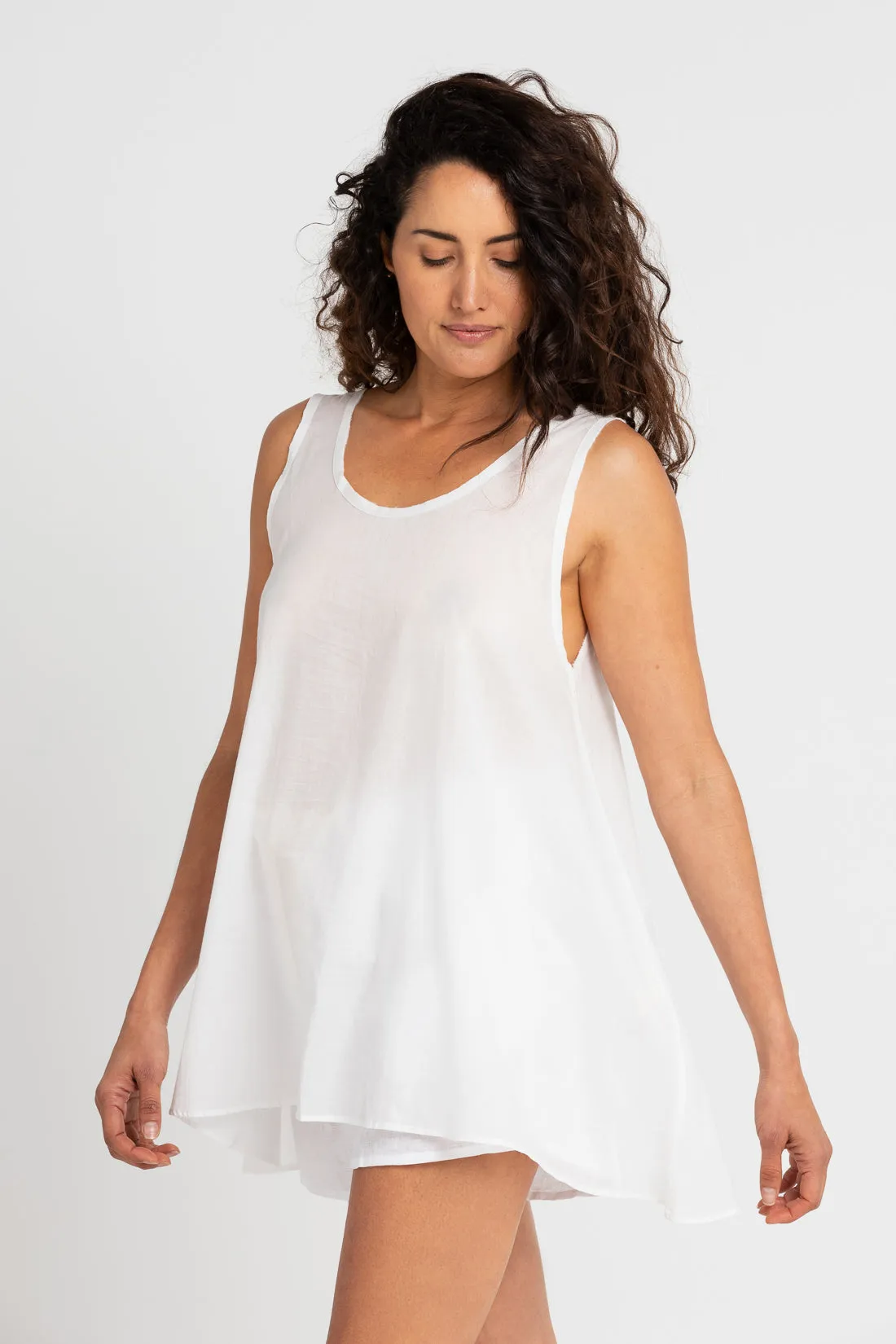 Shelley A-Line Cotton Voile Top White