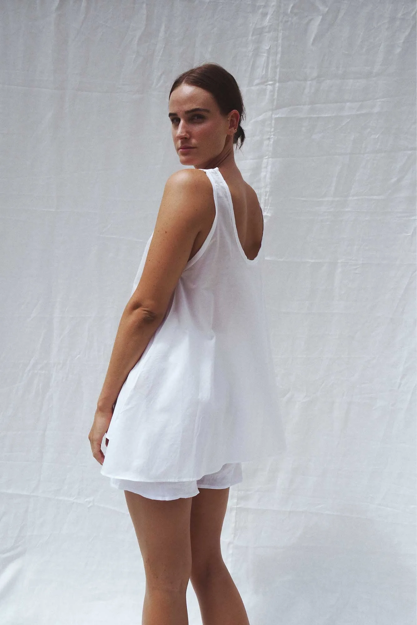 Shelley A-Line Cotton Voile Top White