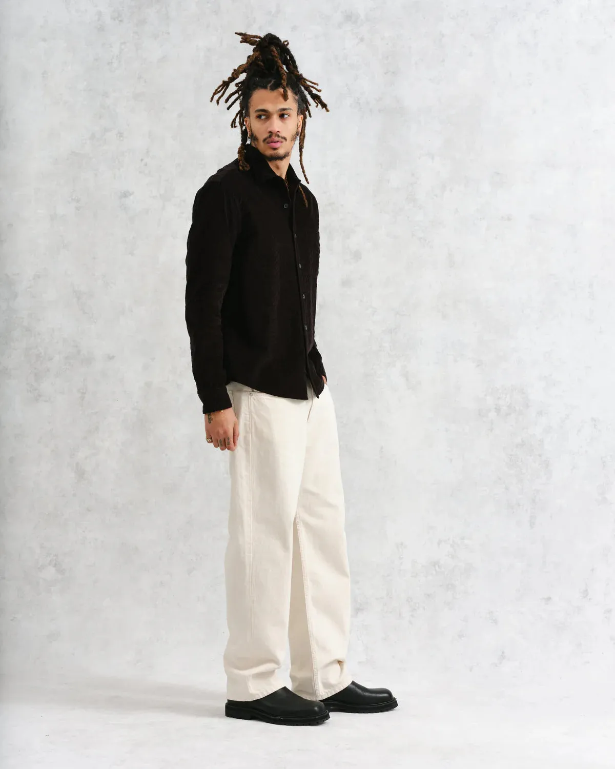 Shelly - Black Seersucker Corduroy Shirt