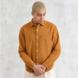 Shelly Long Sleeve Seersucker Cord Shirt in Tan