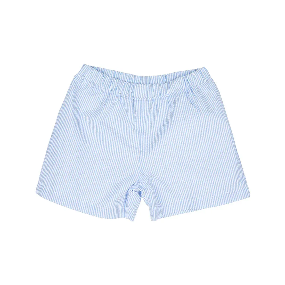 Shelton Shorts, Breakers Blue Seersucker with Breakers Blue Stork