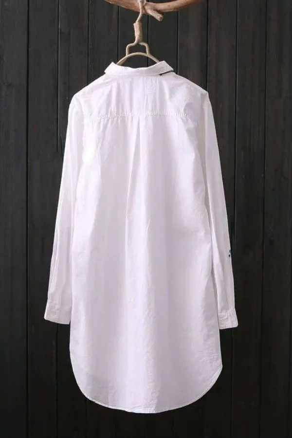 Shirt Collar Cotton Cozy Blouse