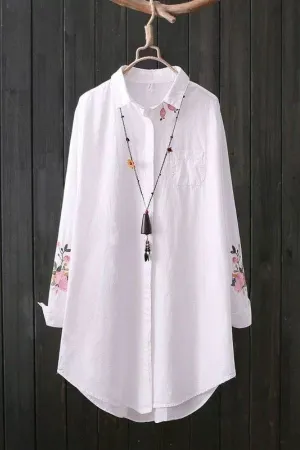 Shirt Collar Cotton Cozy Blouse