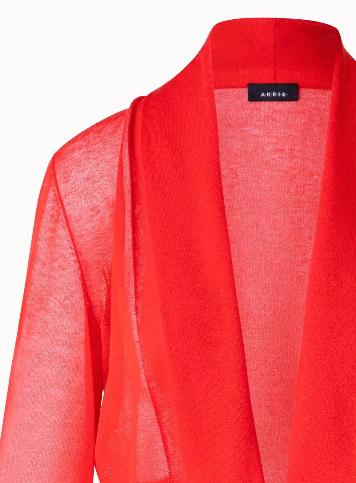 Short Cardigan in Semi-Sheer Cotton Blend