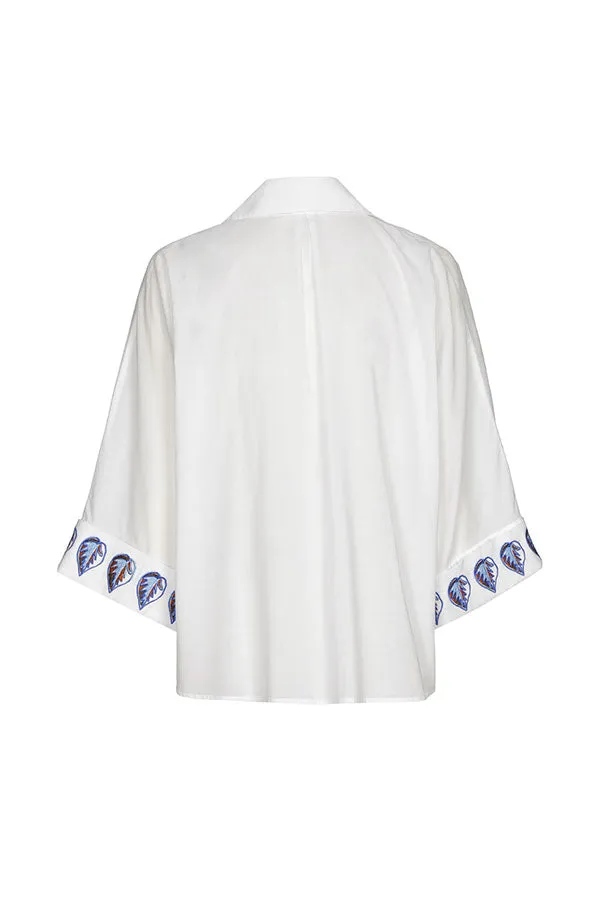 SHORT OVERSIZED EMBROIDERED BLOUSE