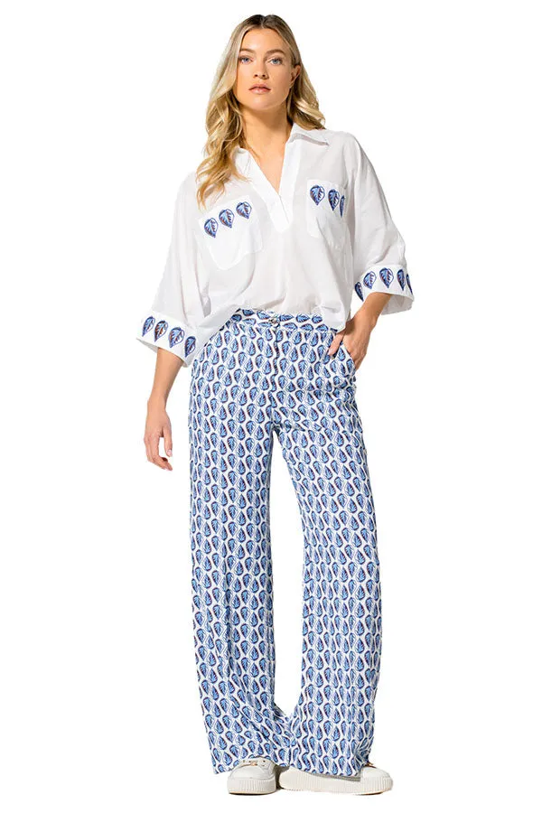 SHORT OVERSIZED EMBROIDERED BLOUSE