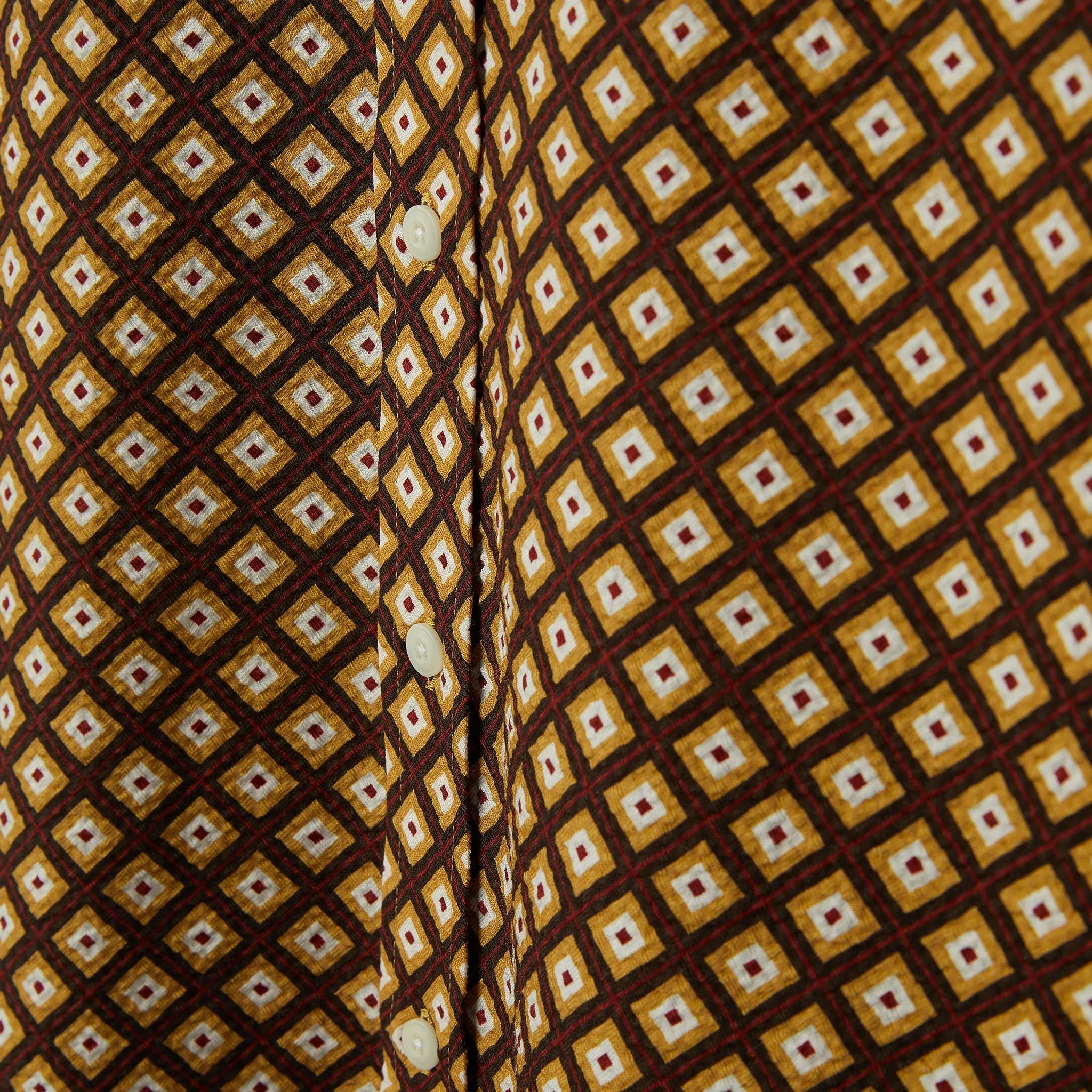 Short Sleeve Brown Geo Print