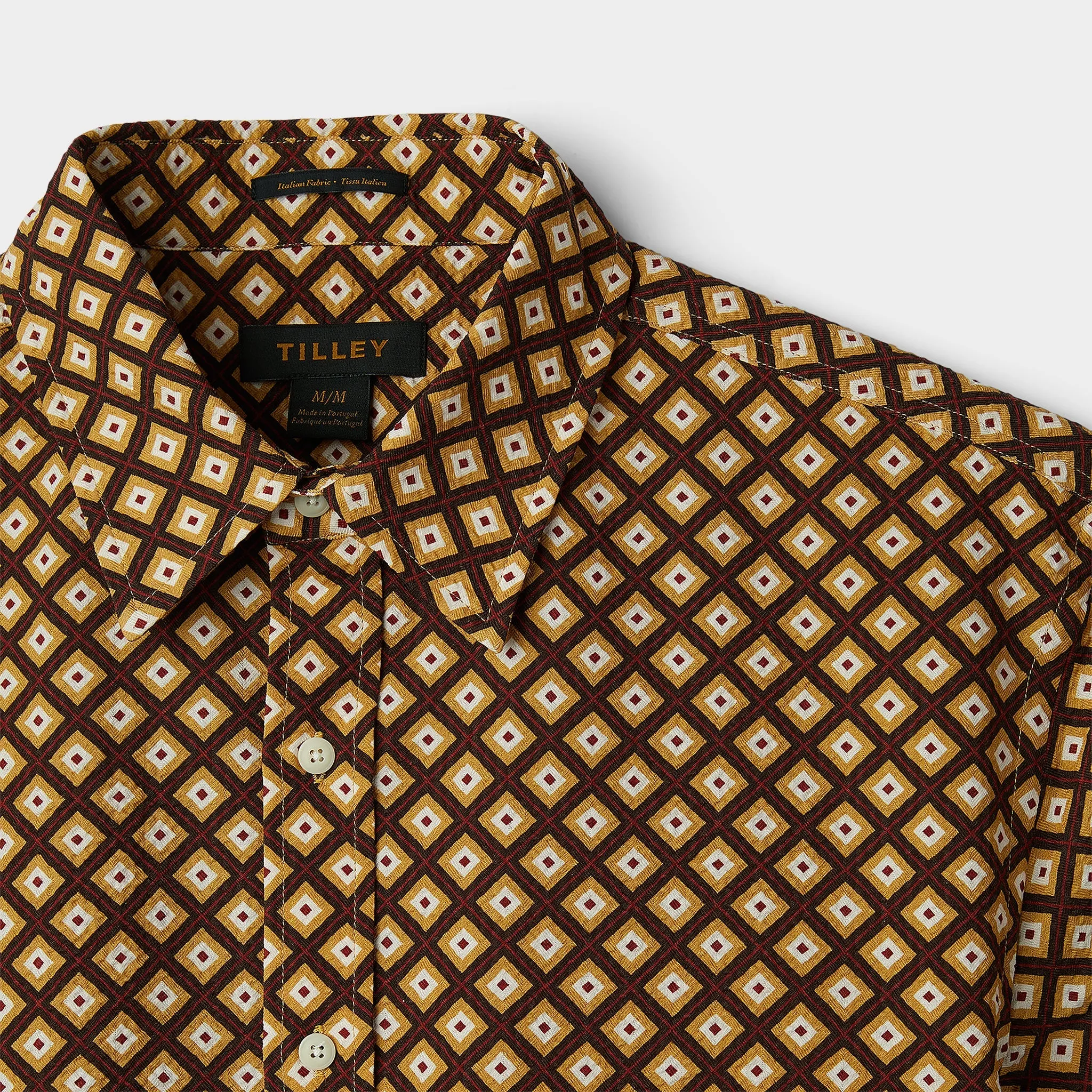 Short Sleeve Brown Geo Print