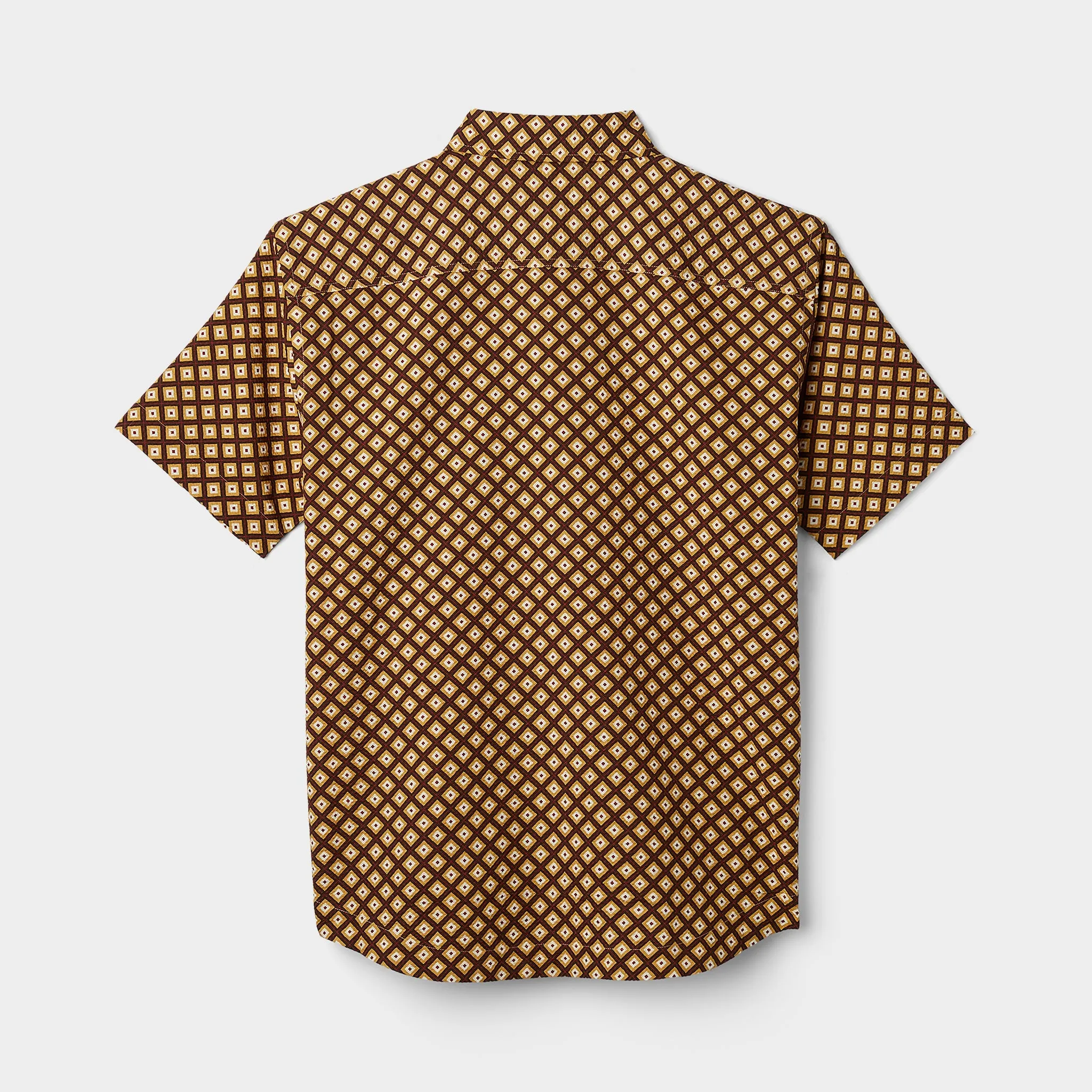 Short Sleeve Brown Geo Print