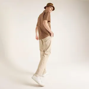 Short Sleeve Brown Geo Print