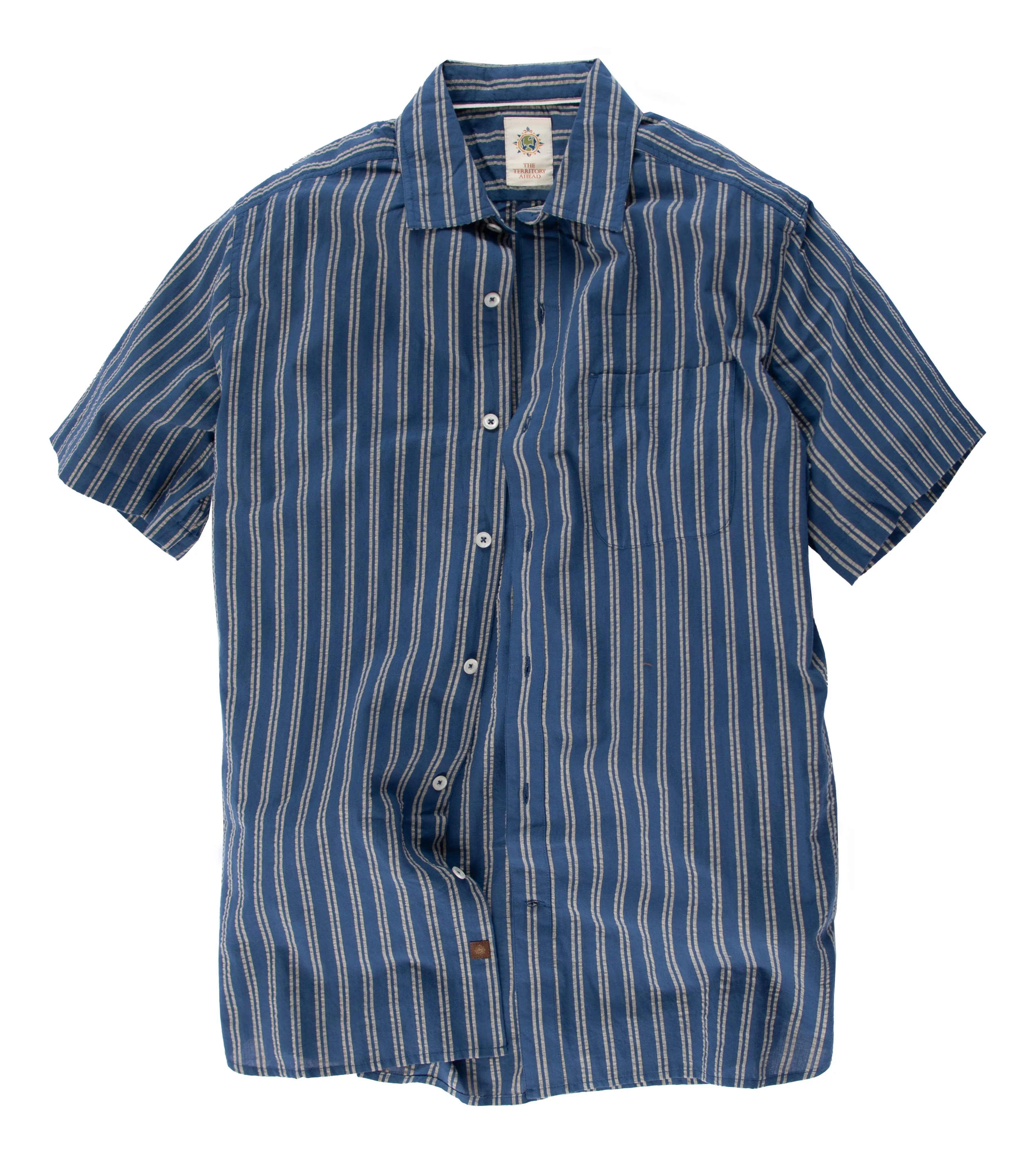Short Sleeve Harbor Island Striped Seersucker Shirt