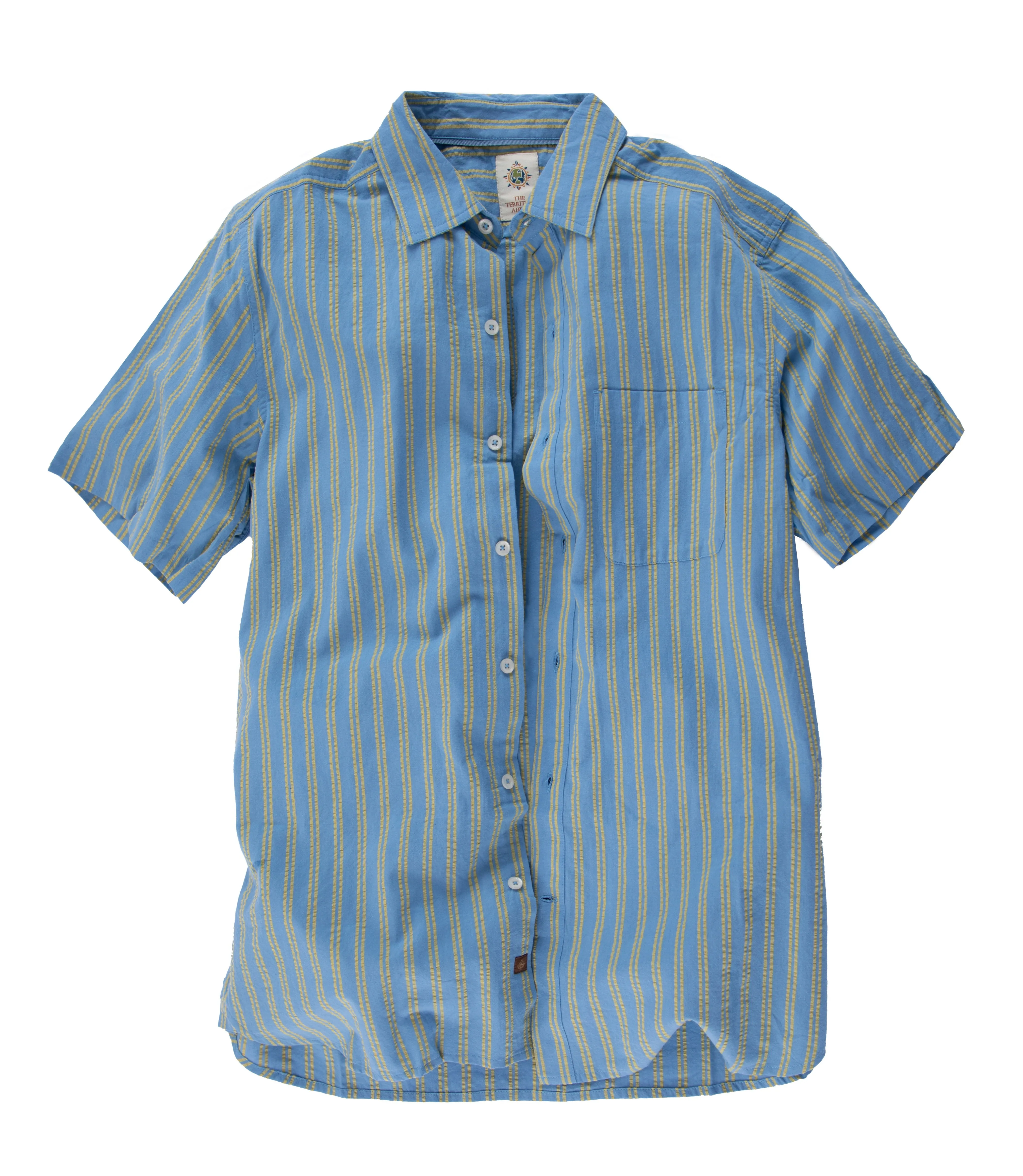 Short Sleeve Harbor Island Striped Seersucker Shirt