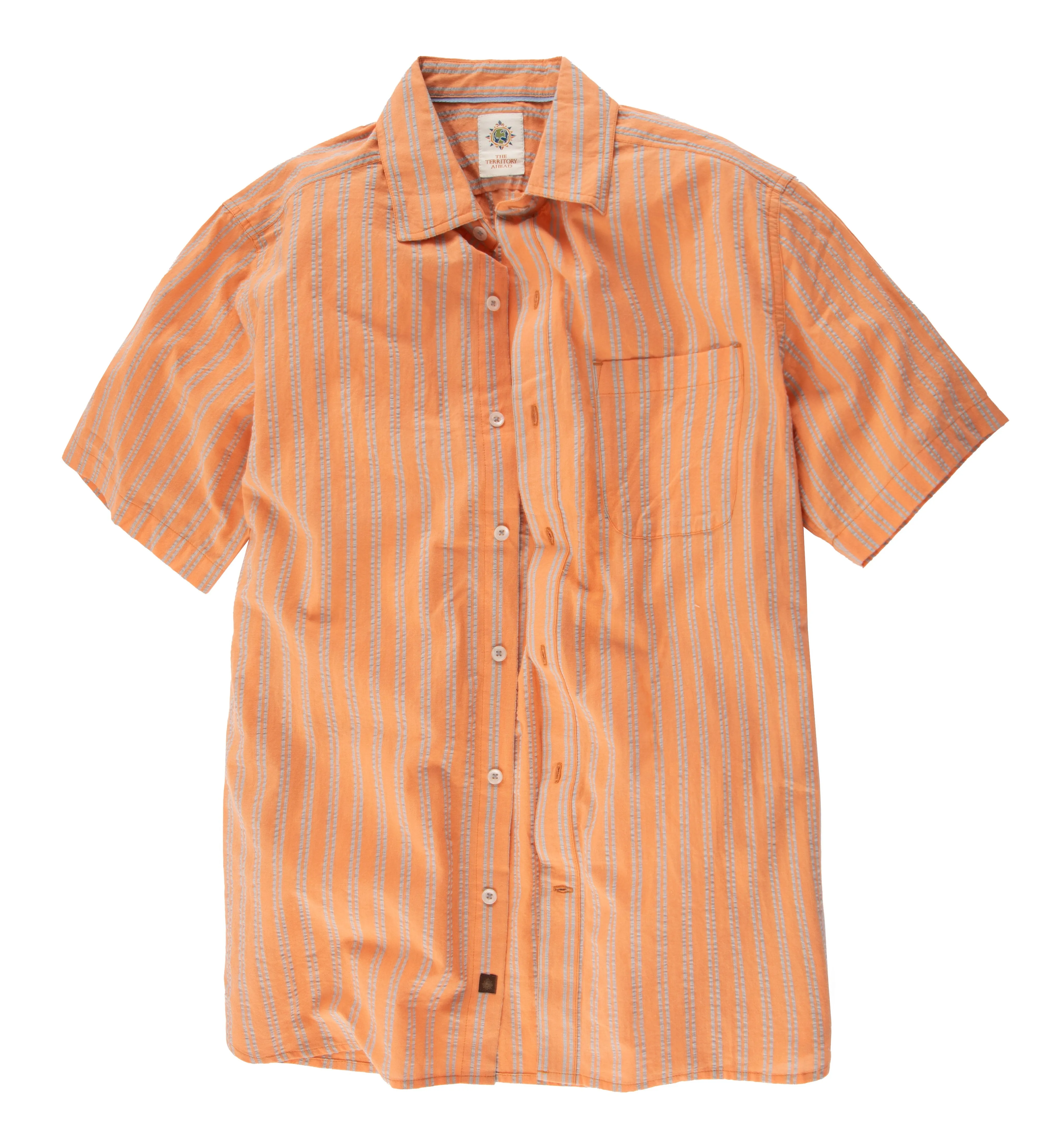 Short Sleeve Harbor Island Striped Seersucker Shirt