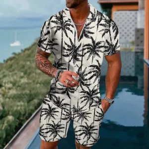 Short Sleeve Zip Polo Board Shorts Set 2404001626