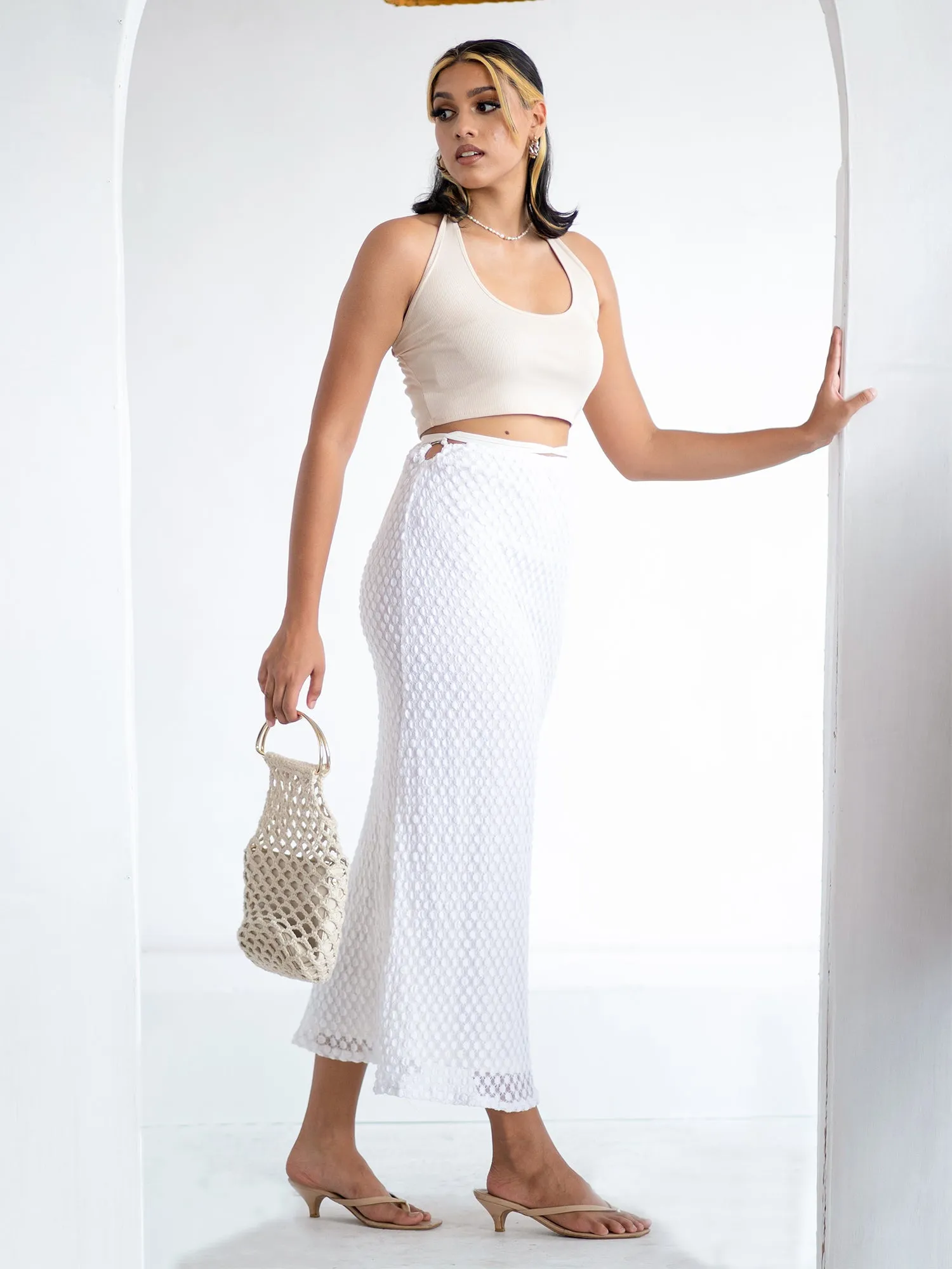 Side O Ring Detail Maxi Skirt