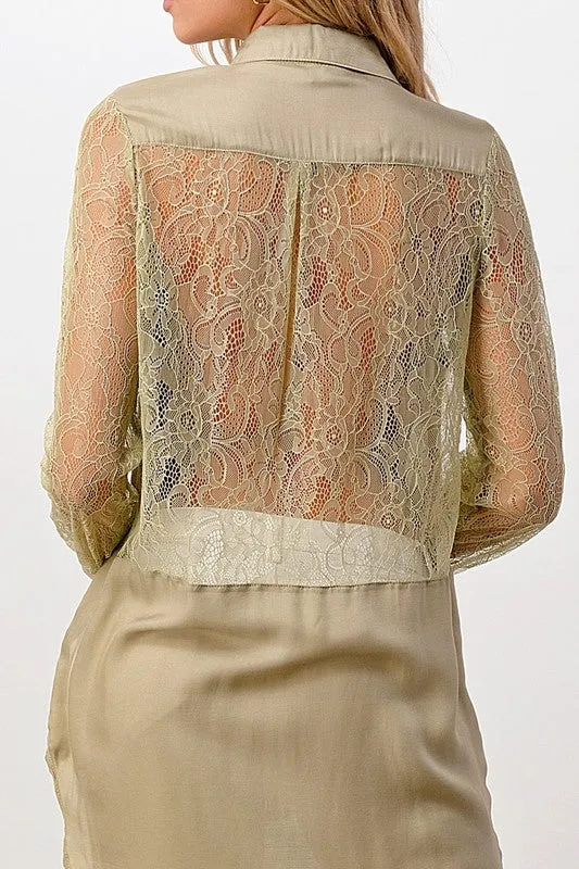Silk Lace Panel Tunic Shirt - Miley   Molly