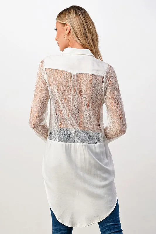 Silk Lace Panel Tunic Shirt - Miley   Molly