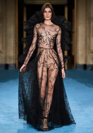 Siriano Signature Ruffled Sleeve Gown