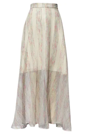 Size 2 Striped Cotton Candy Sheer Midi Skirt