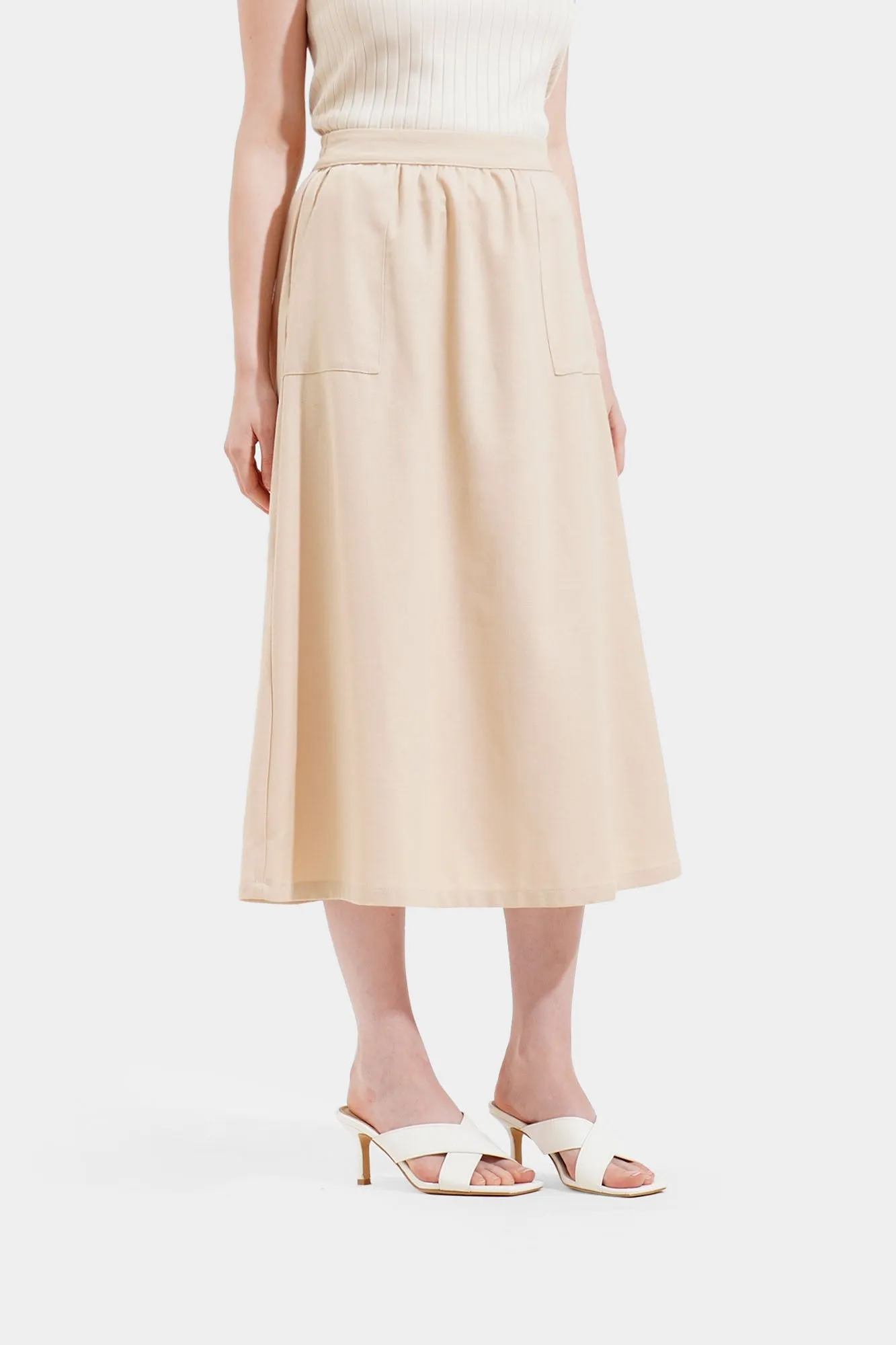 Slit A-Line Midi Skirt