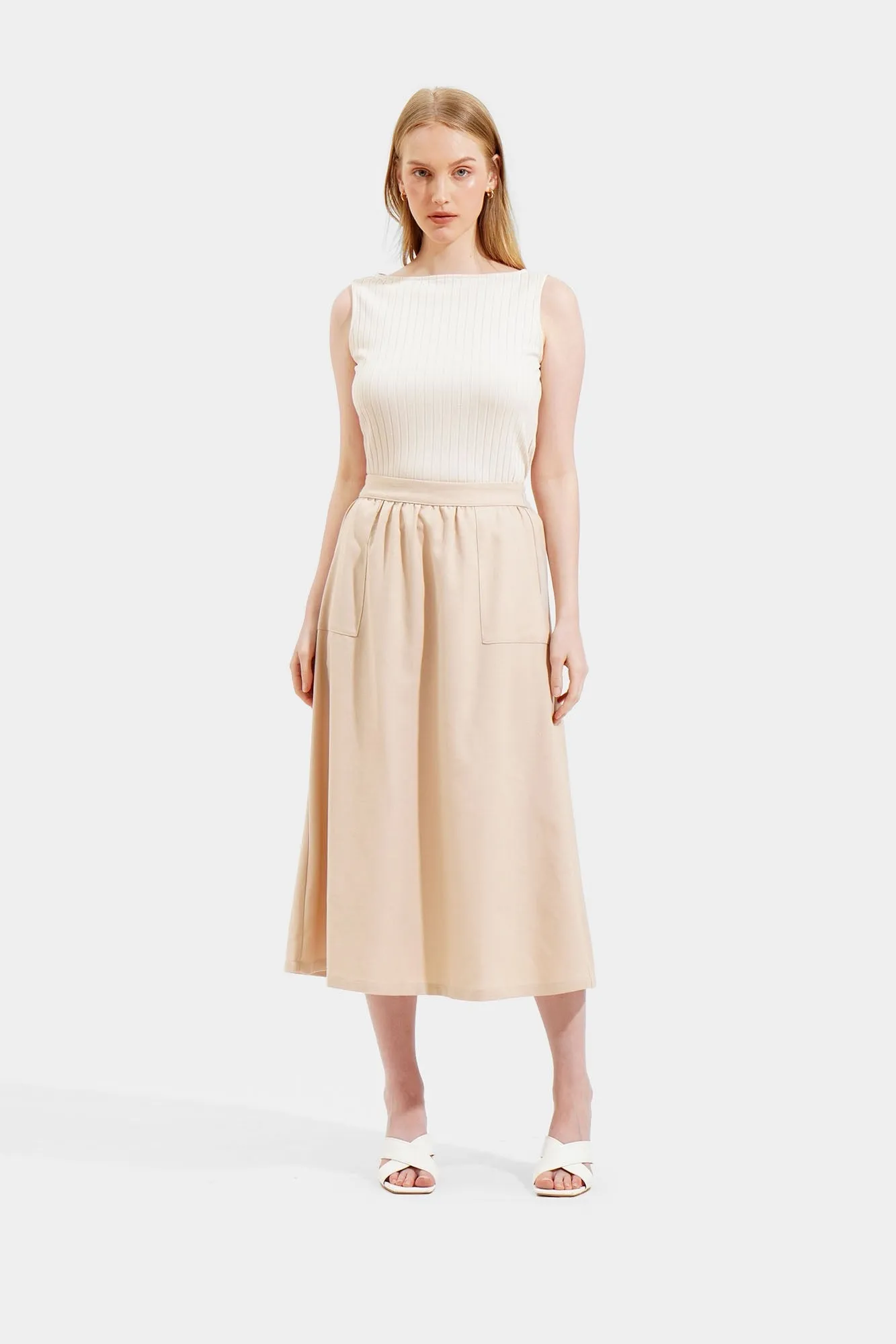 Slit A-Line Midi Skirt
