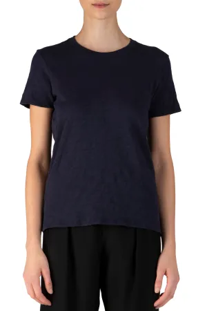Slub Jersey Schoolboy Crewneck Tee in Midnight